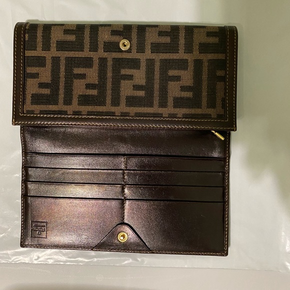 FENDI Zucca Pattern Brown Long Wallet Authentic - Picture 10 of 12